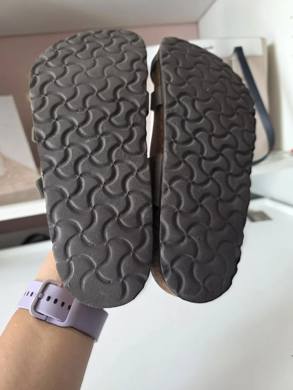 Birkenstock Brown Suede Two-Strap Sandals